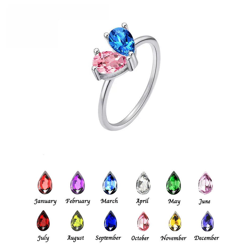 Love Double Waterdrop Set With Diamonds Ring