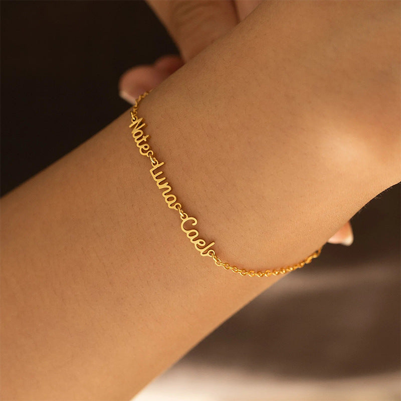 Gold And Silver Pure Letter Bracelet