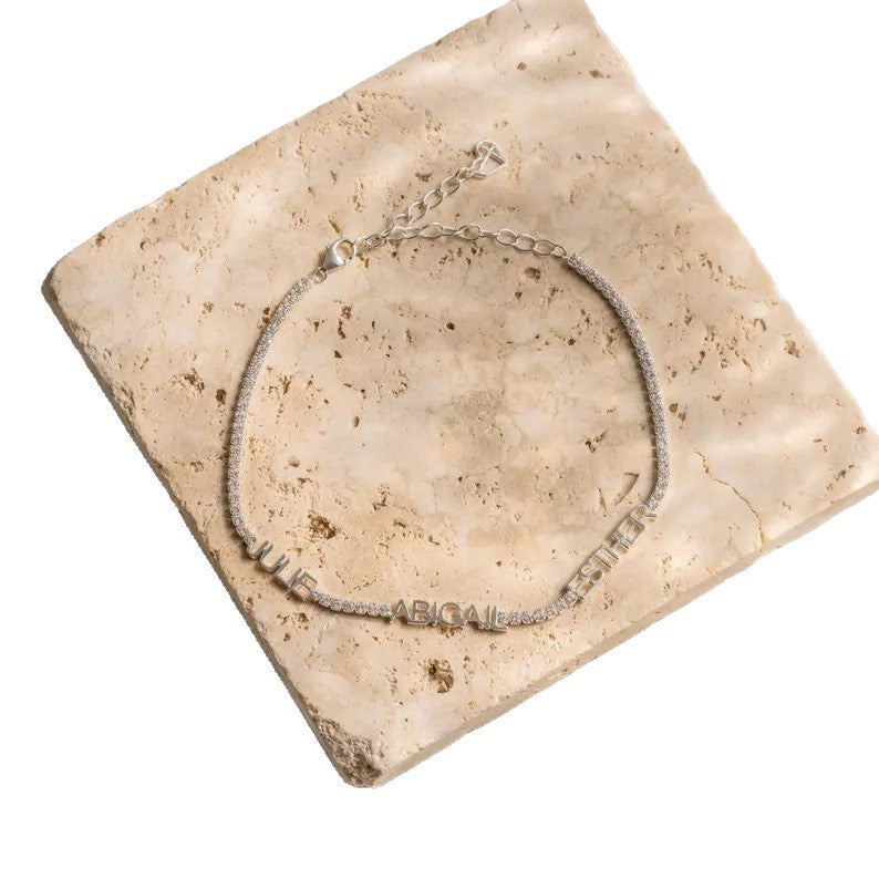 Diamond Chain Bracelet With Customized Names