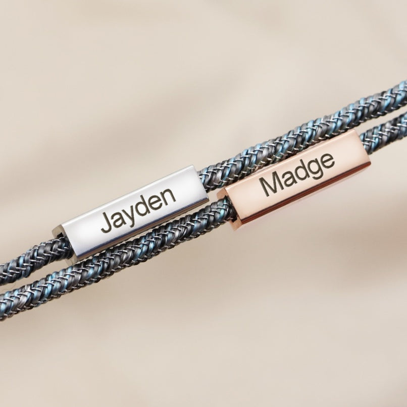 Love Magnet Attracts Staniless Steel Couples Bracelet with Customized Name Bracelet