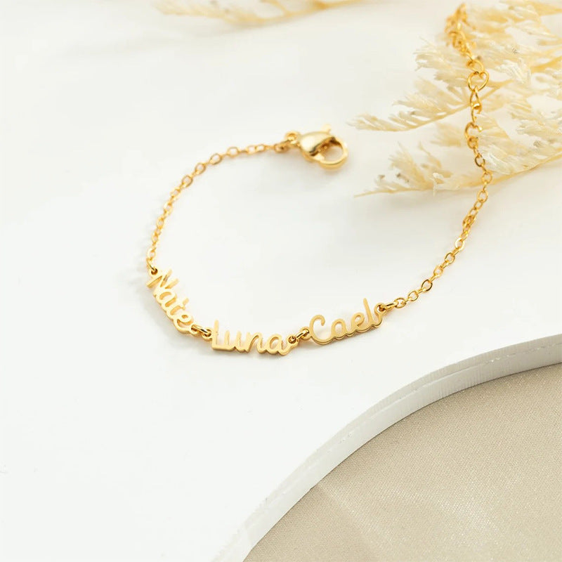 Gold And Silver Pure Letter Bracelet