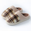 Plaid Plush Slippers Warm Soft Non-slip Bedroom Home Slipper For Couples Women Men House Shoes