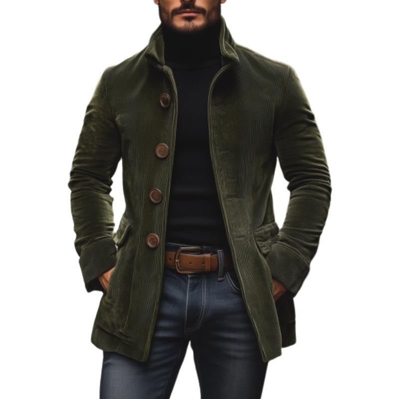 Men's Jacket Winter Stand Collar Button-up Coat Casual Blazer Outerwear Clothing